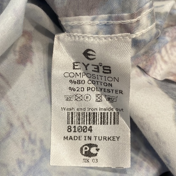 Abstract Art Long Sleeve Button Down Shirt Blue Made in Turkey Size XL - Picture 7 of 7